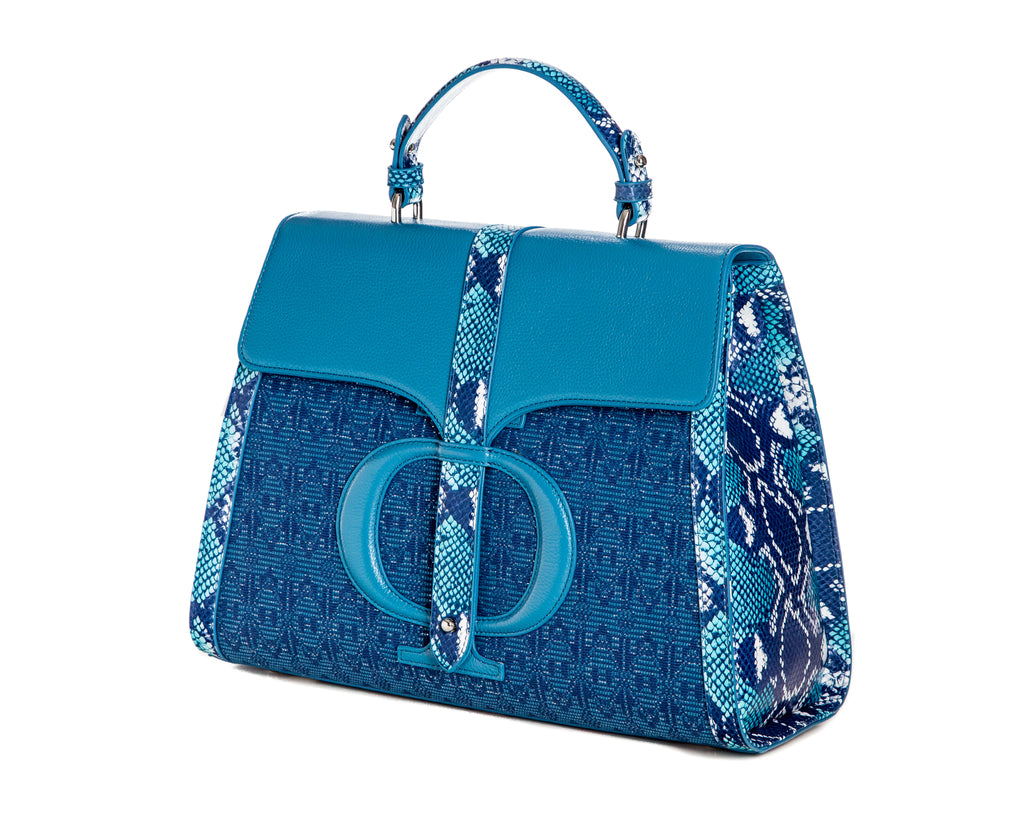 The Large Safia Satchel bleu - FULANI
